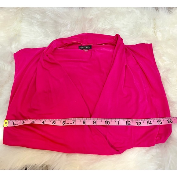 Vince Camuto Wrap Top | Sz XS| Hot Pink Short Sleeve Wrap Top Blouse - Picture 7 of 13